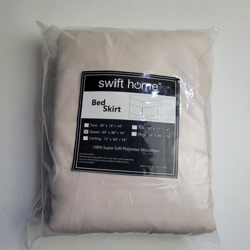 Swift Home Bed Skirt Queen (60” x 80” + 14”) Cream